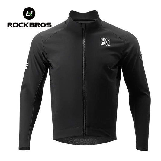 ROCKBROS Windproof Jacket Thermal Fleece Bike Jersey Autumn Winter Outdoor Sport Jacket Coat 0-15°with Italian warm fabric