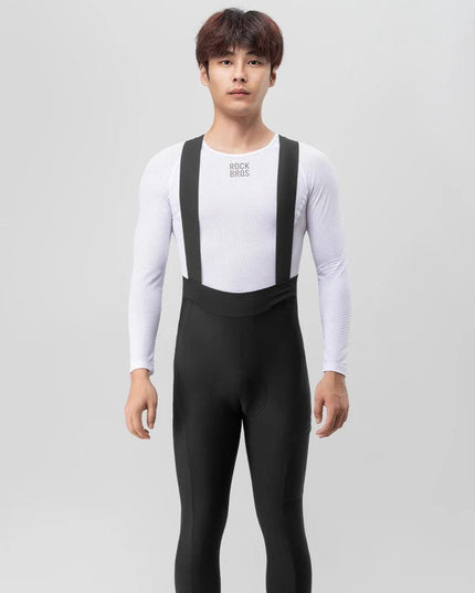 ROCKBROS Winter Cycling Bib Pants Breathable Long Pants Road Bike Pants Bib Tights 3D Cushion Padded Fleece Thermal Bicycle Pant