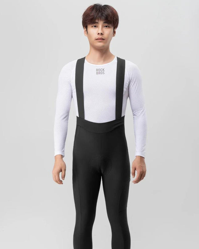 ROCKBROS Winter Cycling Bib Pants Breathable Long Pants Road Bike Pants Bib Tights 3D Cushion Padded Fleece Thermal Bicycle Pant