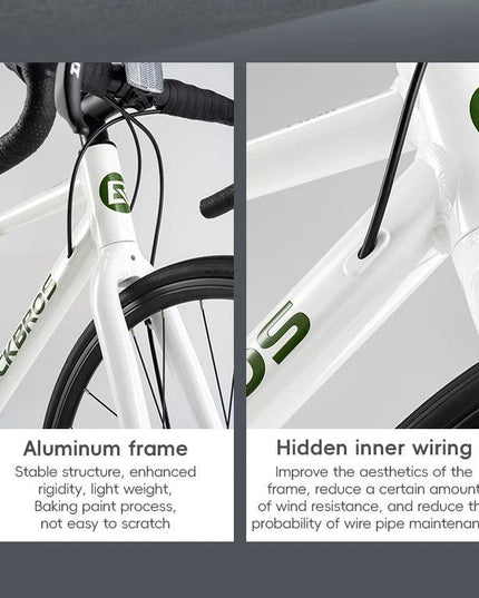 ROCKBROS Road Bike Student Teenager 22 inch Aluminum Frame Bike 10 Speed Disc Brake Bicycle Lightweight City Bike