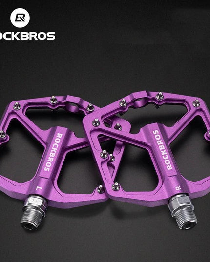 ROCKBROS Bike Pedals Aluminum Alloy Anti-slip Bicycle Pedals Ultralight Sealed Bearing One-piece MTB Road Mountain Cycling Pedal