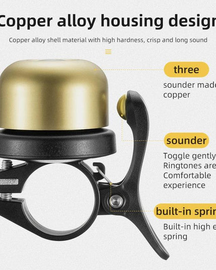 ROCKBROS Bicycle Bell Classical Stainless Bike Bell Loud Horn Cycling Handlebar Bell Portable Alarm Safety Bicycle Accessories