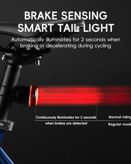 ROCKBROS Bike Light Set MTB Road Cycling Light Waterproof 200LM/400LM Bicycle Headlight + Smart Rear Light Auto Brake Sensing