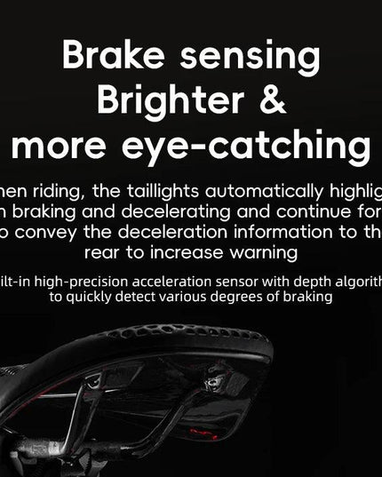 ROCKBROS Bicycle Taillight Smart Auto Brake Sensing MTB Road Bike Light New Type-C Charging Seatposts Saddle Bike Rear Light LED