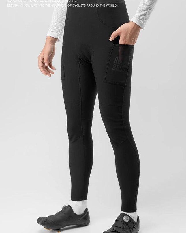 ROCKBROS Cycling Trousers With Italian Trouser Pad Long Tights Reflective Leggings Winter Fleece Thermal Anti Slip Pants 0-10°