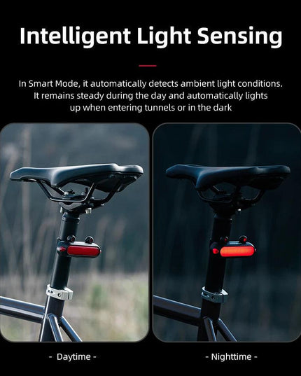 ROCKBROS Bike Rear Light IPX6 Bike Taillight LED Type-C Charging 5Modes Safety Warning Cycling Smart Taillight Rear Bicycle Lamp