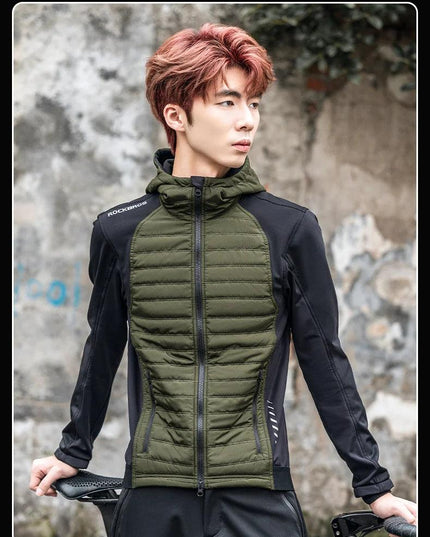 ROCKBROS Warm Winter Cycling Jersey  Ultralight Down Jacket Long Sleeve Bicycle Clothing Thermal Fleece Resistant Ciclismo Coat