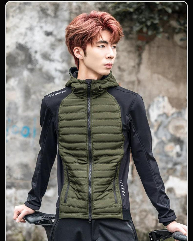 ROCKBROS Warm Winter Cycling Jersey  Ultralight Down Jacket Long Sleeve Bicycle Clothing Thermal Fleece Resistant Ciclismo Coat