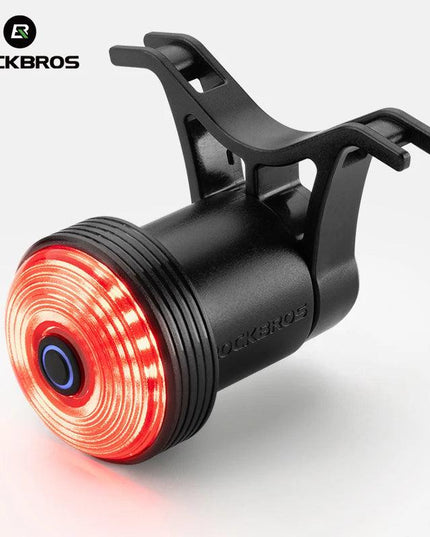 ROCKBROS Bicycle Taillight Smart Auto Brake Sensing MTB Road Bike Light New Type-C Charging Seatposts Saddle Bike Rear Light LED