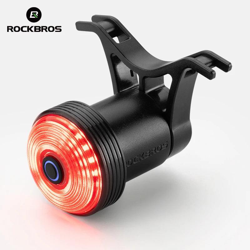 ROCKBROS Bicycle Taillight Smart Auto Brake Sensing MTB Road Bike Light New Type-C Charging Seatposts Saddle Bike Rear Light LED