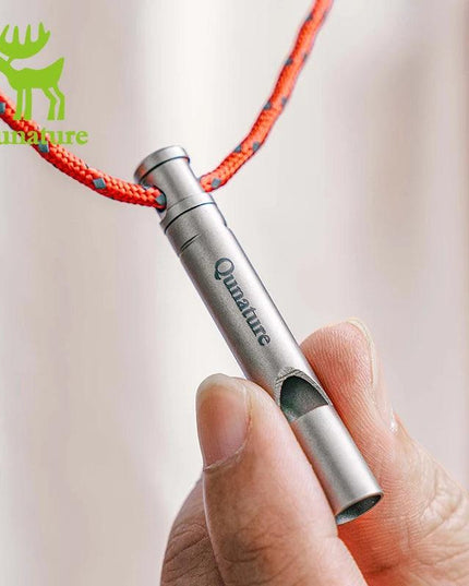 Qunature Portable Whistle Backpack Camping Hiking Survival Whistle Outdoors Tools Pure Titanium Whistle 1pcs Emergency Gear