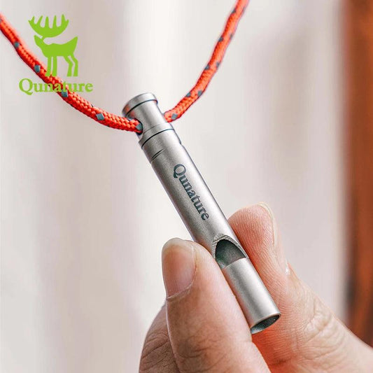 Qunature Portable Whistle Backpack Camping Hiking Survival Whistle Outdoors Tools Pure Titanium Whistle 1pcs Emergency Gear