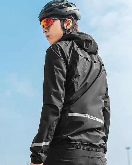 ROCKBROS Raincoat Cycling Waterproof Jacket Lightweight Motorcycle Rain Coat Breathable Reflective Hooded Outdoor Windbreaker