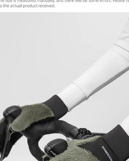 ROCKBROS Autumn Winter Ski Gloves Warm Windproof Gloves Cycling Snowboard Driving Double Layer Fleece-Lined Thickened Gloves