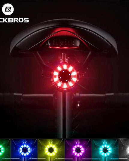 ROCKBROS Bicycle Rear Light USB Charging Safety Warning Cycling Light Colorful Bicycle Tail Light Bike Light Bike Accessories