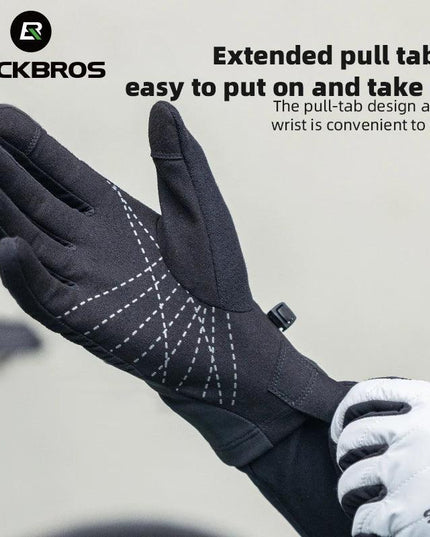 ROCKBROS Bicycle Gloves Breathable Non-slip Cycling Gloves Touch Screen Winter Thermal Warm Full Finger Glove Riding Gloves