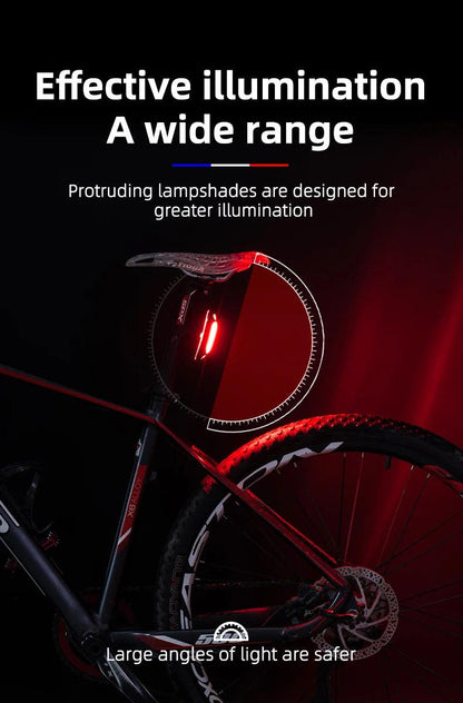 ROCKBROS Bicycle Light Waterproof Bike Taillight LED USB Rechargable Safety Back Light Riding Warning Saddle Bike Rear Light