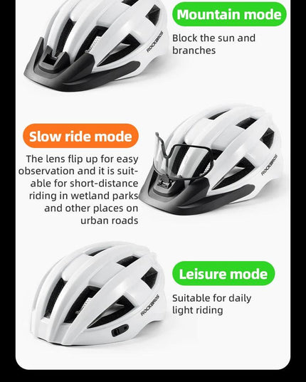 ROCKBROS Ultra-Light Cycling Helmet Taillight Magnetic Goggles Integrated Bicycle Helmet High Quality Protection Mtb Road