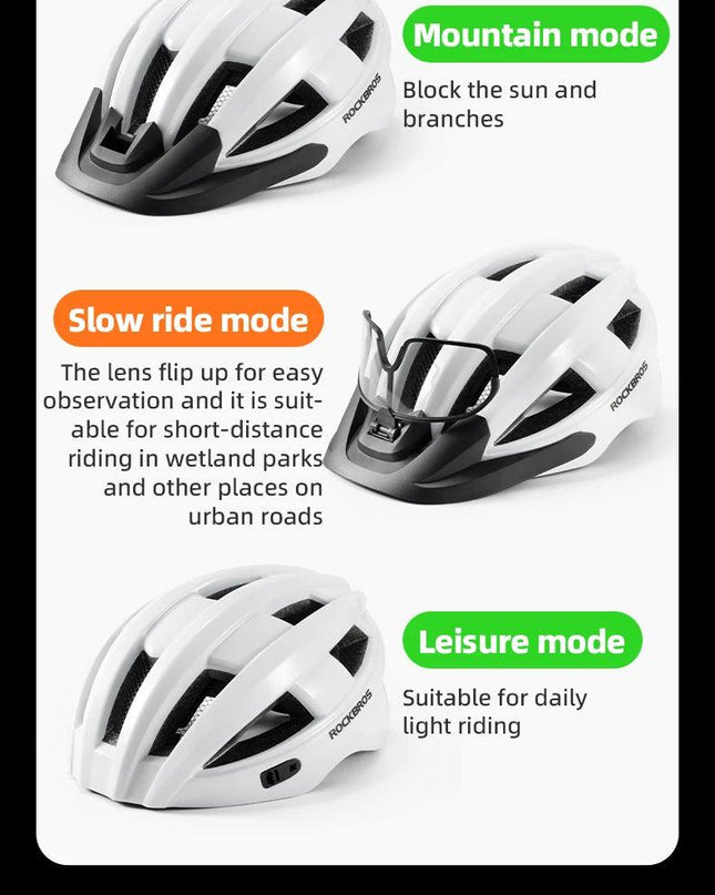ROCKBROS Ultra-Light Cycling Helmet Taillight Magnetic Goggles Integrated Bicycle Helmet High Quality Protection Mtb Road