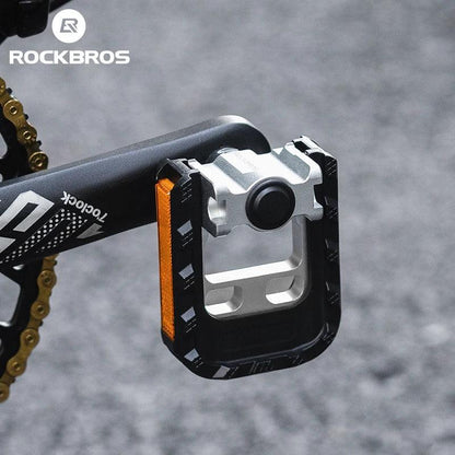 ROCKBROS Bicycle Pedals Foldable MTB Pedal Aluminum Anti-slip Foldable Pedals Cycling Self-lubricating Bearings Reflective Pedal