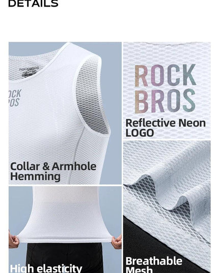 ROCKBROS Bike Vest Breathable  Men's Sleeveless Short Summer Undershirt Windbreaker Tshirt Quick Dry Elastic Mesh Underwear