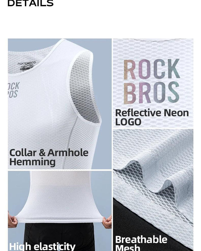 ROCKBROS Bike Vest Breathable  Men's Sleeveless Short Summer Undershirt Windbreaker Tshirt Quick Dry Elastic Mesh Underwear