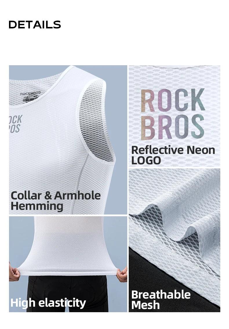 ROCKBROS Bike Vest Breathable  Men's Sleeveless Short Summer Undershirt Windbreaker Tshirt Quick Dry Elastic Mesh Underwear