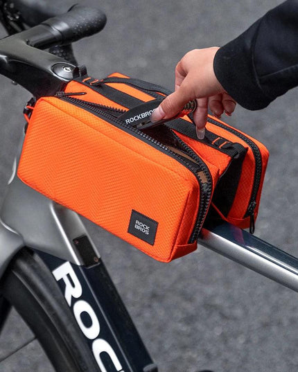 ROCKBROS Bicycle Top Tube Bag 2L Capacity Scratch-Resistant Road Mountain Bike Frame Bag Cycling Tools Bag Stable Elastic Band