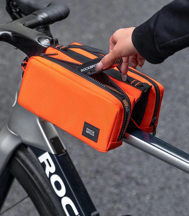 ROCKBROS Bicycle Top Tube Bag 2L Capacity Scratch-Resistant Road Mountain Bike Frame Bag Cycling Tools Bag Stable Elastic Band