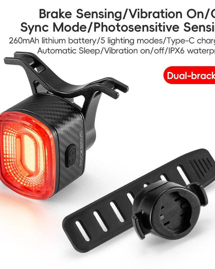 ROCKBROS BicycleTaillight Smart Brake Sensing Day/Night Sensing Waterproof Type-C Cycling Taillight Bike Accessories R Series