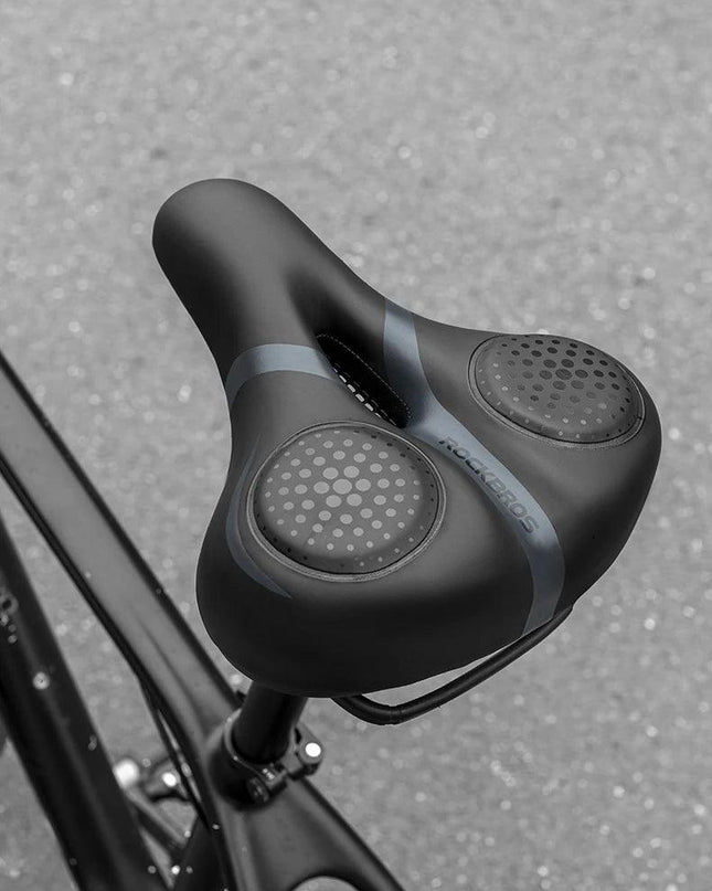 ROCKBROS Bicycle Saddle Breathable Shock Seats PU Leather Surface Cushion Rounded Hollow Cycling Seat Comfort MTB Bike Saddles