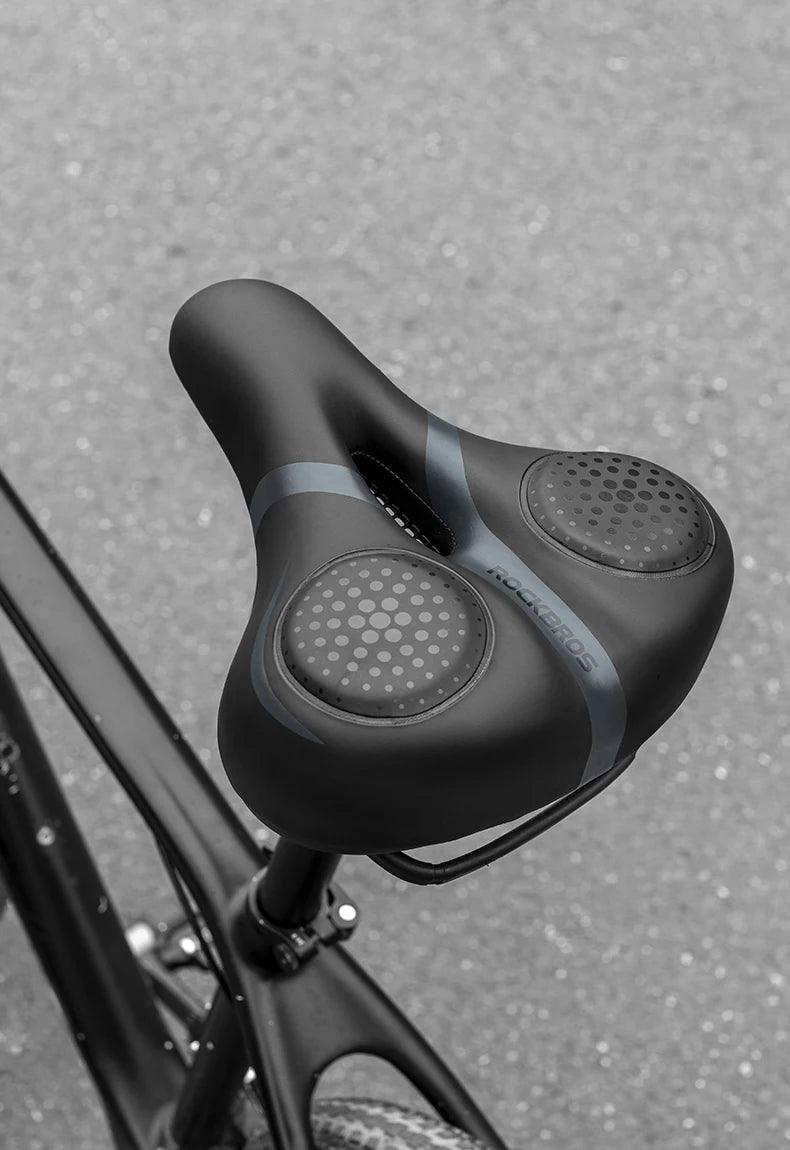 ROCKBROS Bicycle Saddle Breathable Shock Seats PU Leather Surface Cushion Rounded Hollow Cycling Seat Comfort MTB Bike Saddles