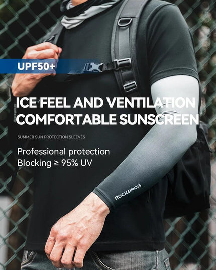 ROCKBROS Arm Sleeves Ice Silk Sports Cycling Arm Sleeves Cover Sun UV Protection Breathable Outdoor Running Fitness Equipment