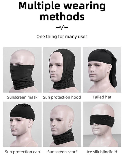 ROCKBROS Summer Face Scarf Neck Sun Protection Silk Cycling Headwear Motorcycle Scooter MTB Road Cycling Mask Breathable Bandana