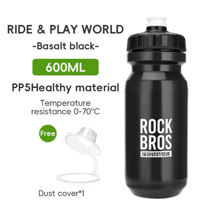 ROCKBROS Bicycle Water Bottle With Dust Cover 600ml PP5 MTB Road Bike Leak-proof Bottle Outdoor Travel Portable Sports Cup