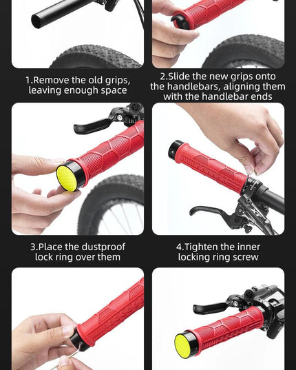 ROCKBROS Bike HandleBar Grip Silicone Non-Slip Bike Handle Cover Ultralight Anti-skid Bike Handle Alloy Cycling Accessories