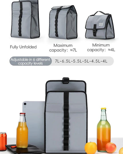 ROCKBROS Foldable Bag Insulated Bike Handlebar Bag Multi Functional 4-7L High Large Capacity Front Bag for Folding Bike