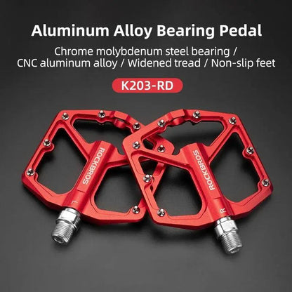 ROCKBROS Bike Pedals Aluminum Alloy Anti-slip Bicycle Pedals Ultralight Sealed Bearing One-piece MTB Road Mountain Cycling Pedal