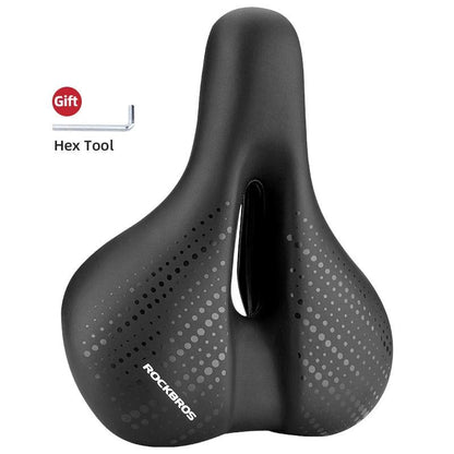 ROCKBROS Bicycle Saddle Breathable Shock Seats PU Leather Surface Cushion Rounded Hollow Cycling Seat Comfort MTB Bike Saddles