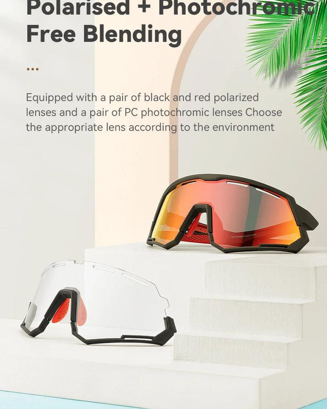 ROCKBROS Polarized Cycling Glasses Photochromic Glasses Men Sports Polarized Sunglasses Bicycle Riding Goggles Eyewear 2 Lens