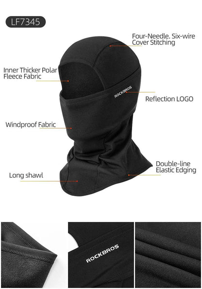 ROCKBROS Full Face Mask Warm Winter Scarf Balaclava Helmet Liner Fishing Skiing Hiking Bike Mask Windproof Breathable Headgear