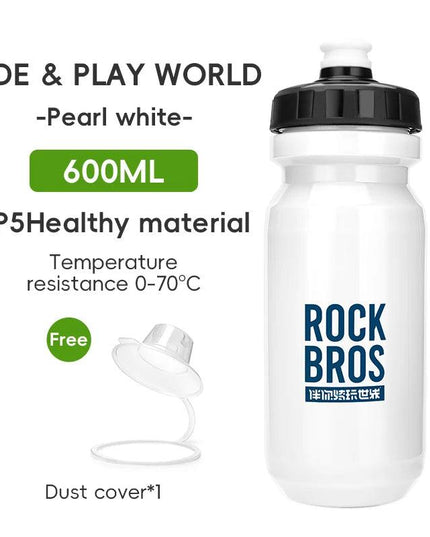 ROCKBROS Bicycle Water Bottle With Dust Cover 600ml PP5 MTB Road Bike Leak-proof Bottle Outdoor Travel Portable Sports Cup