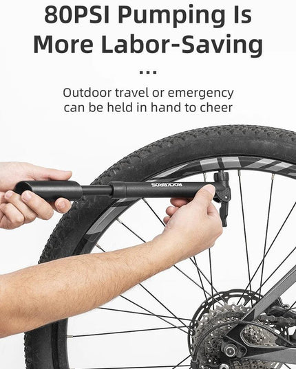 ROCKBROS Bike Pump 80PSI Schrader Presta Valve Bicyle Pump MTB Road Mini Portable Air Inflator nylon Cycling Pump Accessories