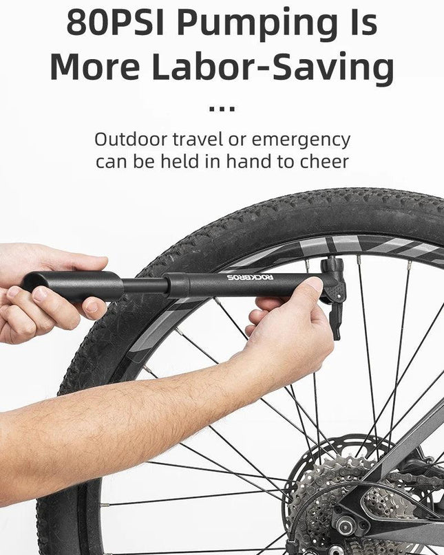 ROCKBROS Bike Pump 80PSI Schrader Presta Valve Bicyle Pump MTB Road Mini Portable Air Inflator nylon Cycling Pump Accessories