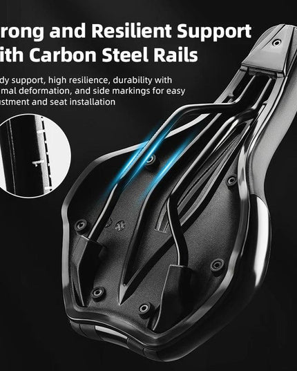 ROCKBROS Bicycle Saddle Hollow Breathable Shockproof Cycling Seat PU Non-Slip Leather Cushion Lightweight MTB Road Bike Saddle