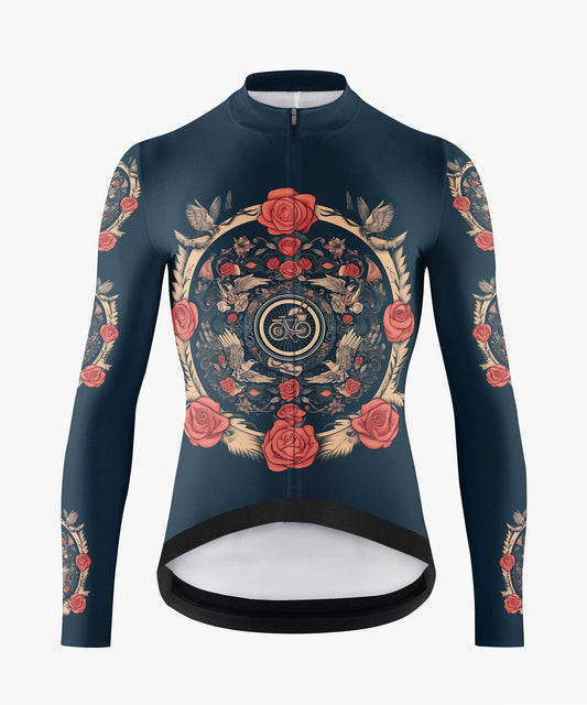 Rose Flower Printed Cycling Jerseys for Men Breathable High-Performance Bike Shirts