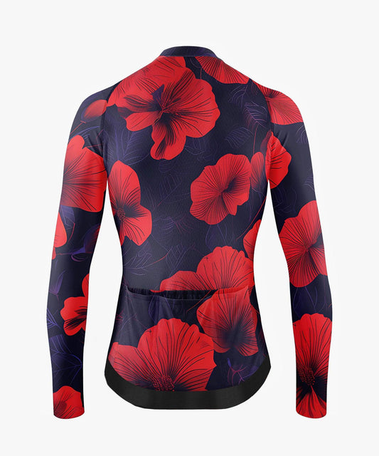 Red Flower Printed Cycling Jerseys for Men Breathable Bike Shirts