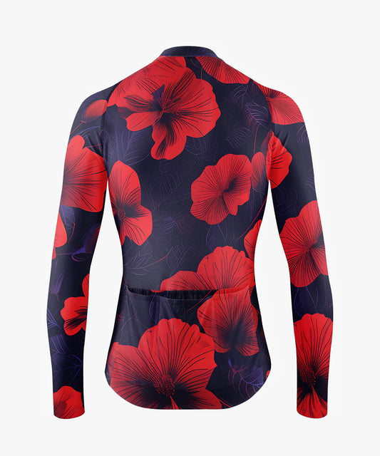 RockBros Men's Long Sleeve Floral Cycling Jersey