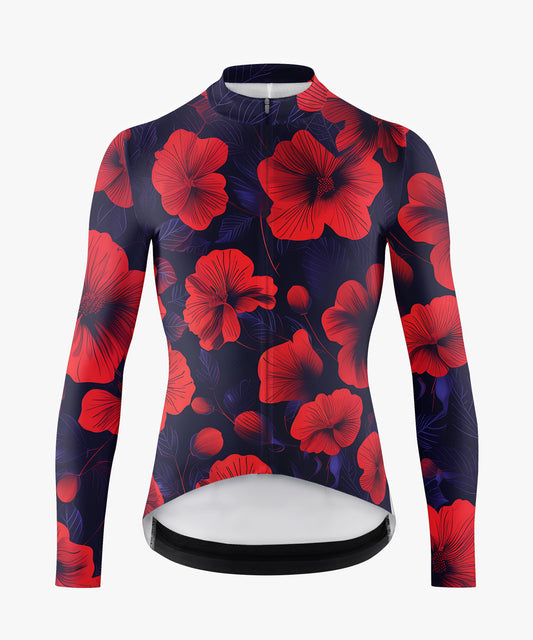 RockBros Men's Long Sleeve Floral Cycling Jersey