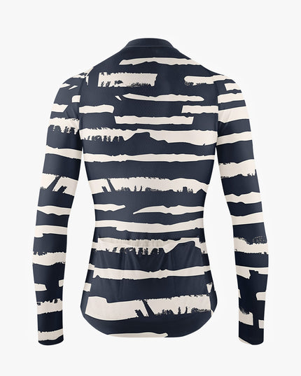 Men’s Black Cycling Jersey with Beige Stripes